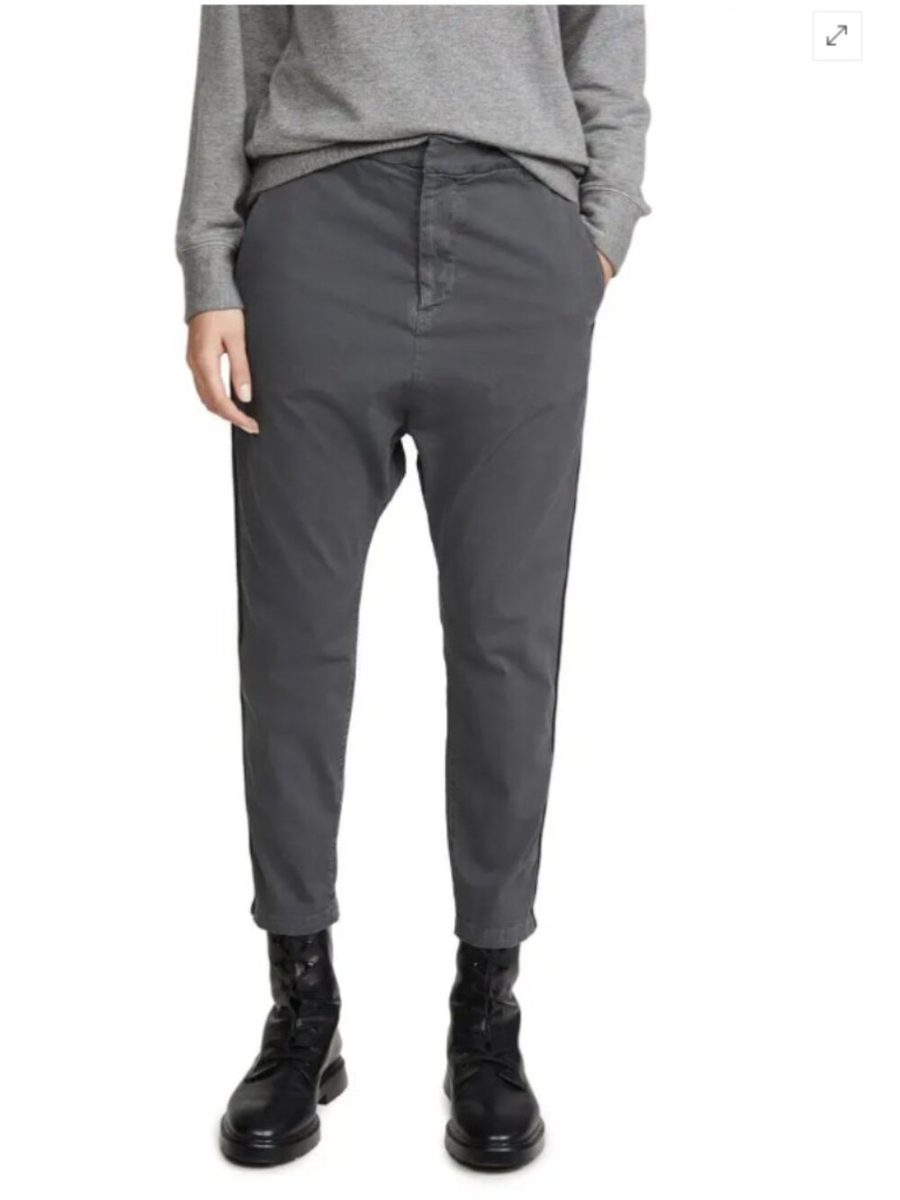 Nili Lotan Paris Pants Drop Crotch Grey Side Stripe 4